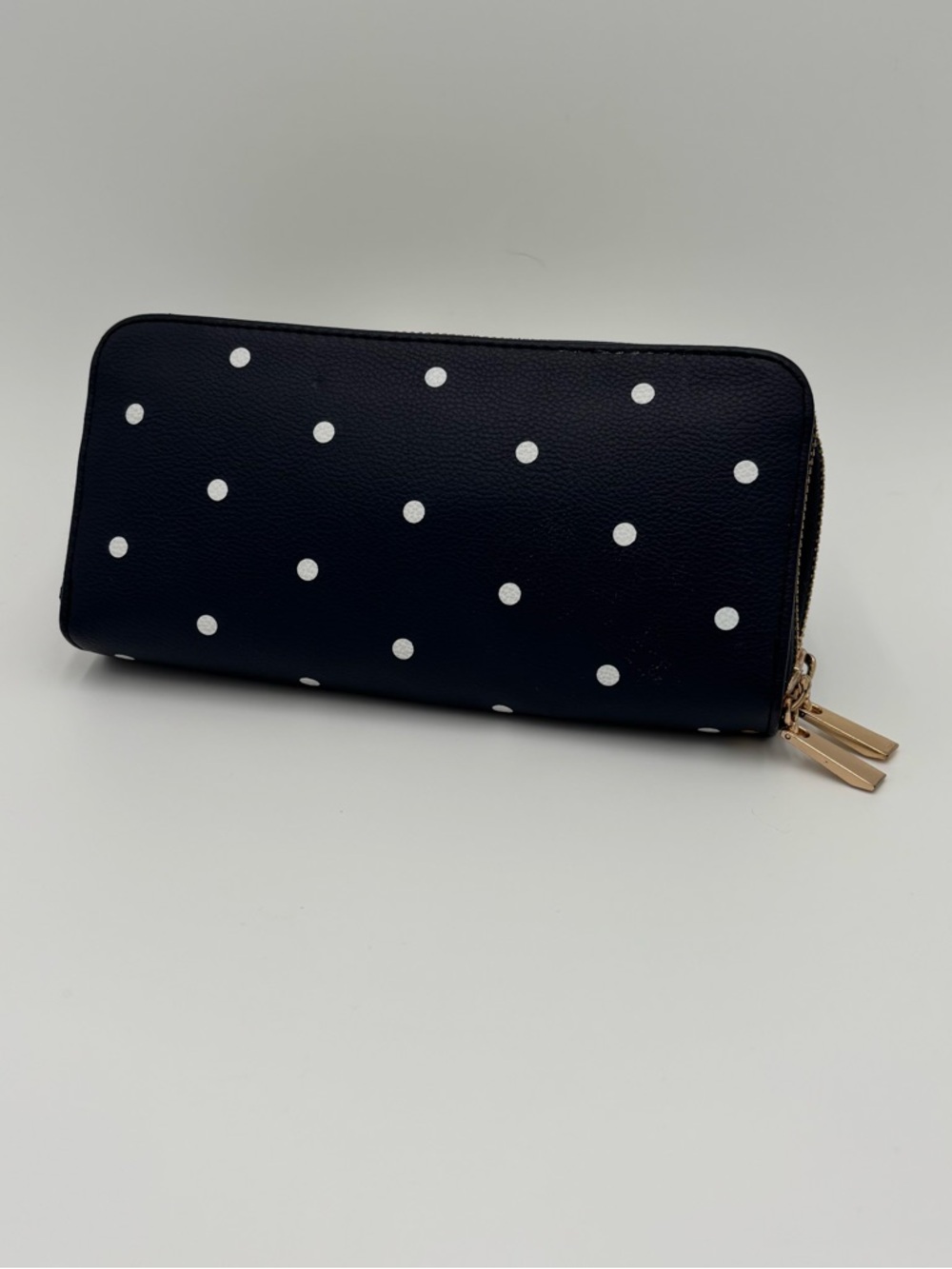 a new day Navy Polka Dot Zip Wallet with Gold Zipper